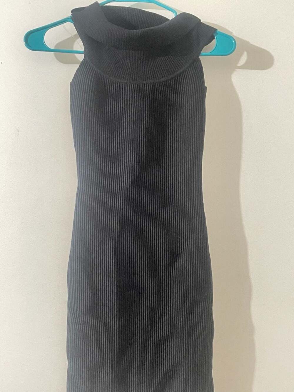 Windsor Black Ribbed Sleeveless Turtleneck Mini Bodycon Dress